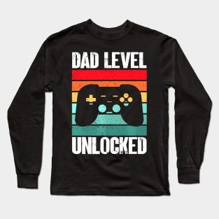 Mens  Gamer Dad Father's Day Dad Level Unlocked Long Sleeve T-Shirt